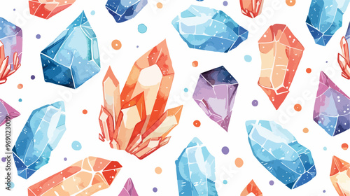 Hand-Drawn Crystals Seamless Pattern Vector Illustration