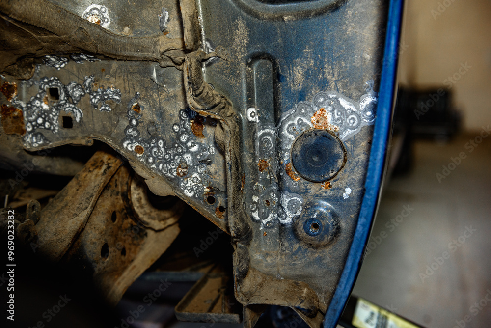 Removing rust from car parts. Car body corrosion. Removing rust from car parts. Car body corrosion.