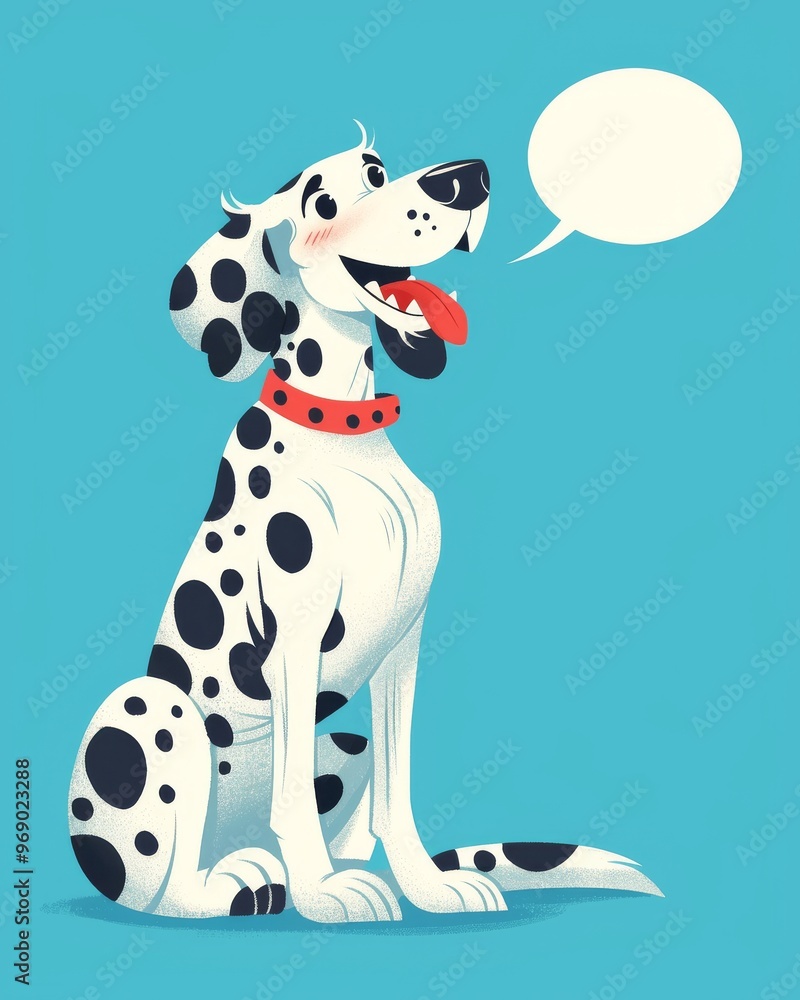 Modern Flat Design Dalmatian Illustration with Blank Speech Bubble Modern Flat Design Dalmatian Illustration with Blank Speech Bubble