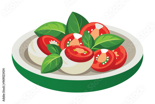 Caprese salad, vector illustration on white background