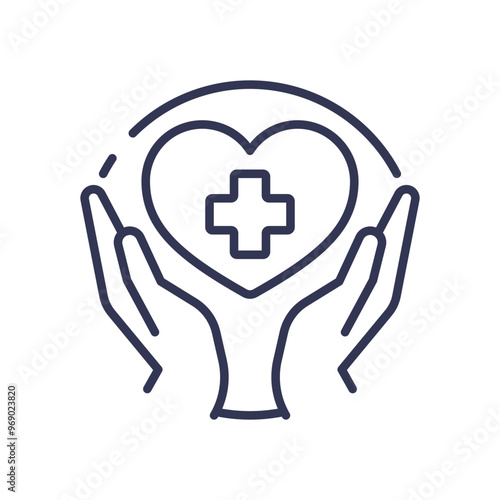 Hands holding a heart with a medical cross, symbolizing care, support, and recovery.
