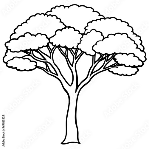 jacaranda tree outline coloring book page line art drawing