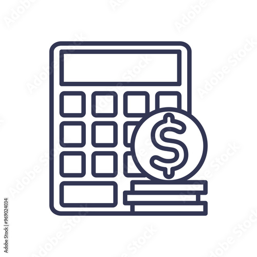 Illustration of a calculator with coins, symbolizing financial calculations and budgeting.