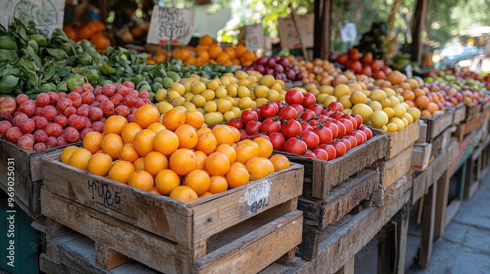 Experience the Vibrant Atmosphere of a Bustling Farmers Market Showcasing a Variety of Fresh Produce and Local Goods Experience the Vibrant Atmosphere of a Bustling Farmers Market Showcasing a Variety of Fresh Produce and Local Goods