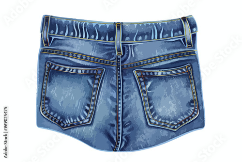Stylish Denim Pocket Vector Illustration Clipart Isolated