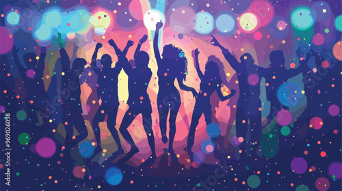 Dynamic Disco Dancing and Youthful Energy Vector Art