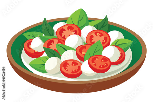 Caprese salad, vector illustration on white background