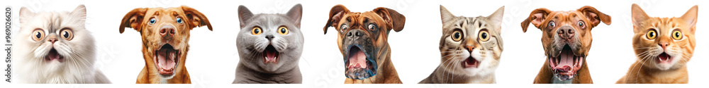 Fototapeta premium Surprised pet png cut out element set
