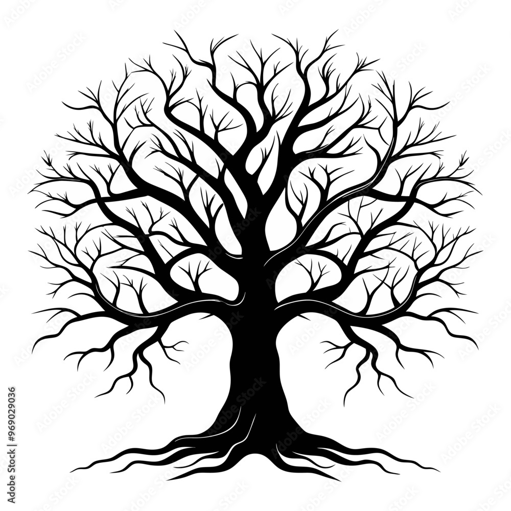 Obraz premium single tree line art vector. hand drawing line black and white tree