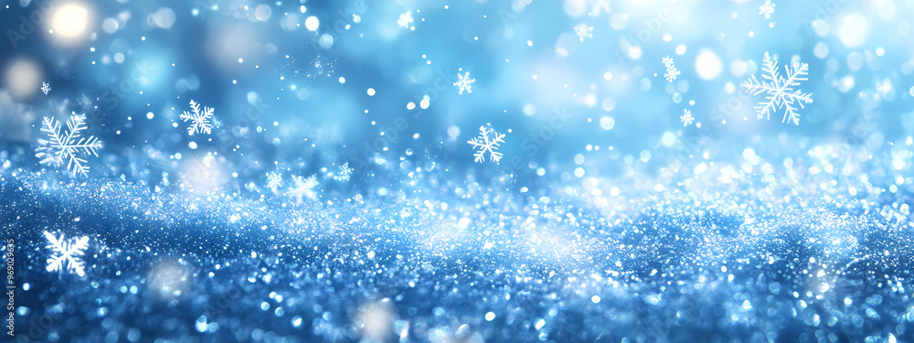 Fototapeta premium Winter Sky Filled with Glowing Snowflakes