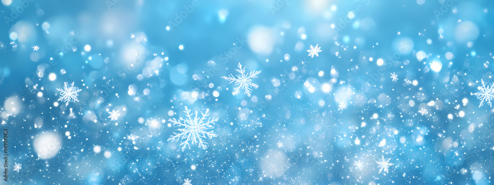 Fototapeta premium Winter Sky Filled with Glowing Snowflakes