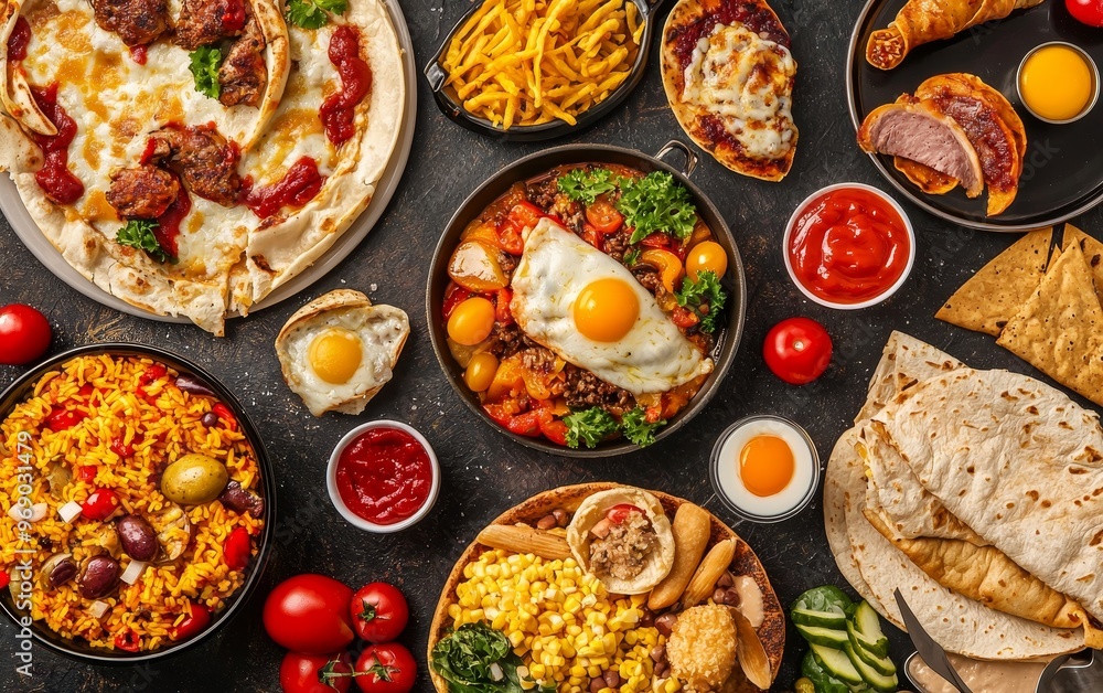 A food-themed collage, combining various cuisines and dishes from around the world A food-themed collage, combining various cuisines and dishes from around the world