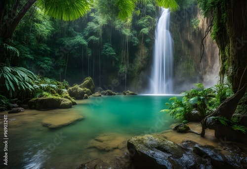 Majestic Waterfall in a Jungle