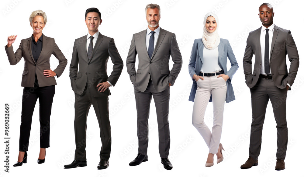 Diverse business people full body png cut out element set Diverse business people full body png cut out element set