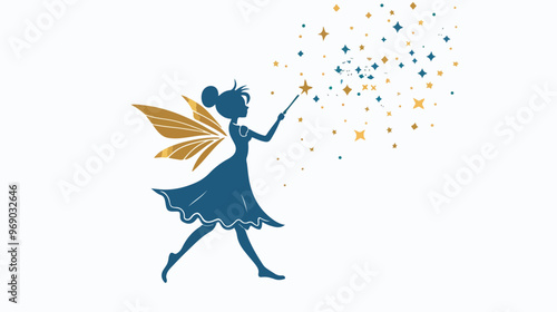 Enchanting Fairy with Magic Wand - Make a Wish Icon and Symbol
