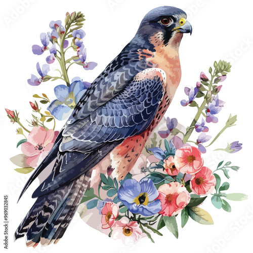 Exquisite Falconet Floral Hand-drawn Watercolor Illustration