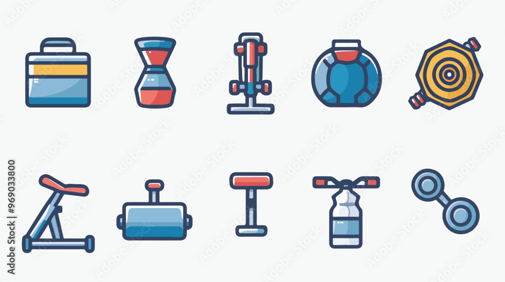 Modern Fitness and Gym Flat Vector Icons Set for Workout and Exercise Illustration Modern Fitness and Gym Flat Vector Icons Set for Workout and Exercise Illustration