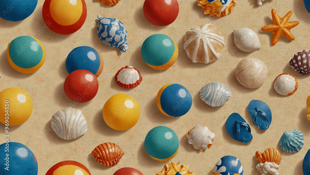 A fun, playful pattern of miniature beach balls A fun, playful pattern of miniature beach balls