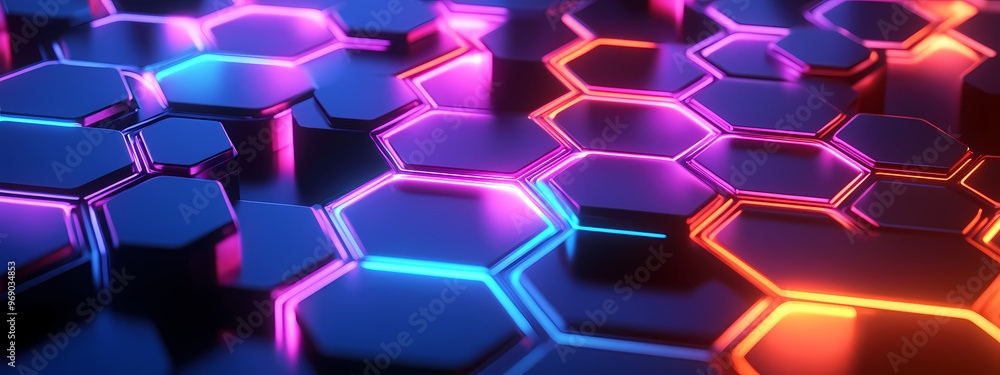 Abstract Neon Hexagonal Network Abstract Neon Hexagonal Network