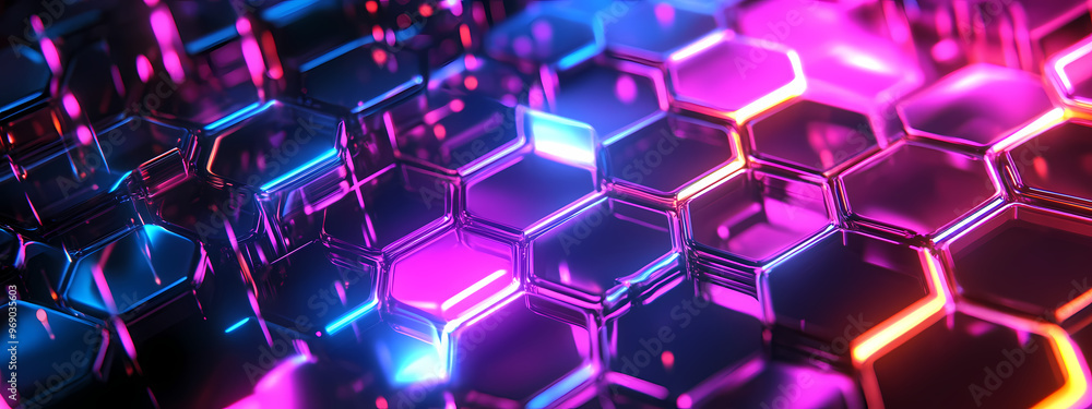 Abstract Neon Hexagonal Network Abstract Neon Hexagonal Network