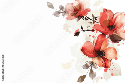 Elegant Floral Background with Isolated Single Clipart on White for Design Projects