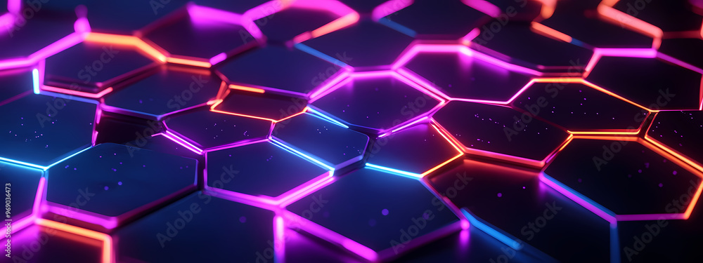 Abstract Neon Hexagonal Network Abstract Neon Hexagonal Network