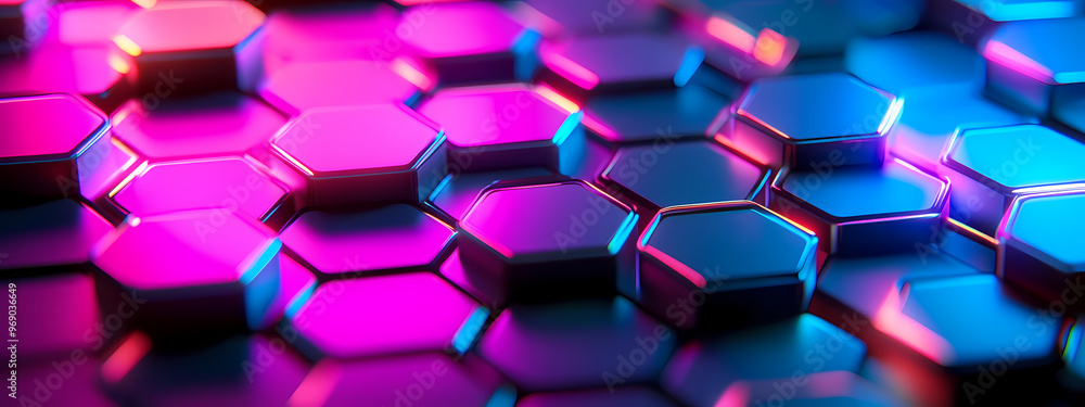 Abstract Neon Hexagonal Network Abstract Neon Hexagonal Network