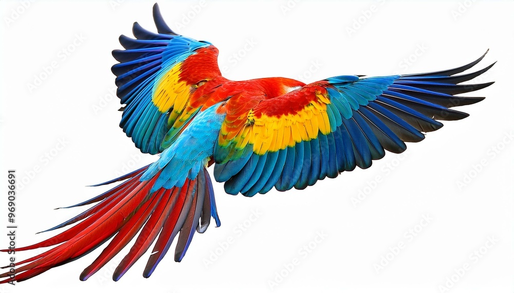 Obraz premium blue and yellow parrot colourful wings natural features illustration 