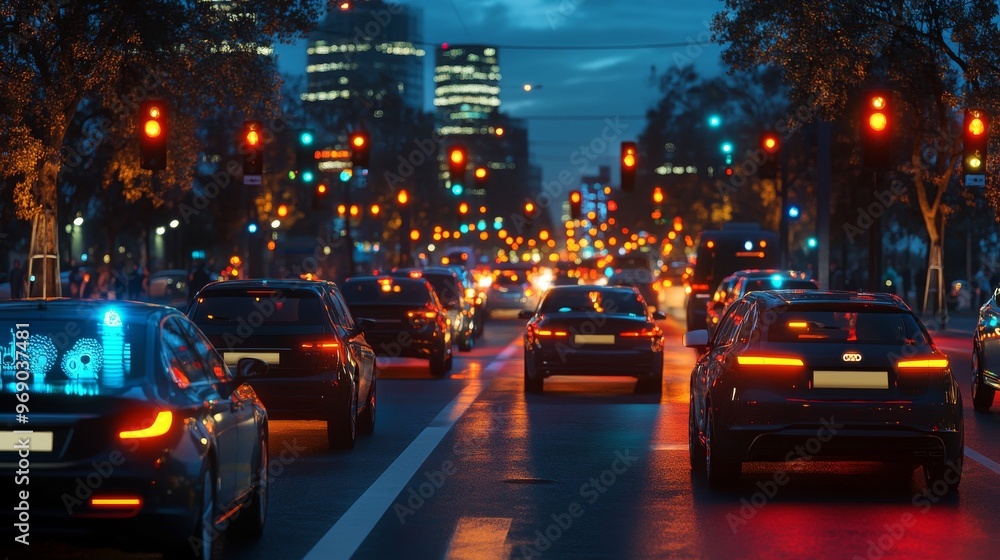 Autonomous AI-guided traffic management systems reducing urban congestion: AI controlling traffic lights and vehicle flow in real-time to minimize traffic jams. Autonomous AI-guided traffic management systems reducing urban congestion: AI controlling traffic lights and vehicle flow in real-time to minimize traffic jams.