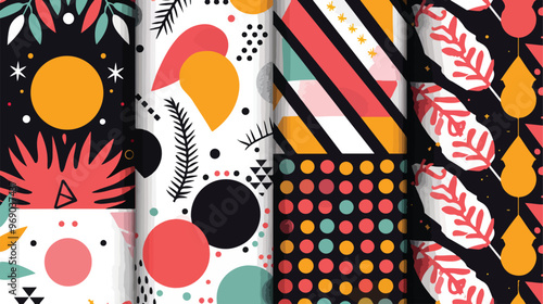 Flat Vector Geometric Patterns and Backgrounds: Four Design Elements