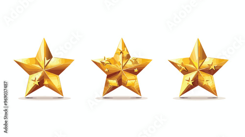 Four Gold Star Icons Vector Isolated on White Background