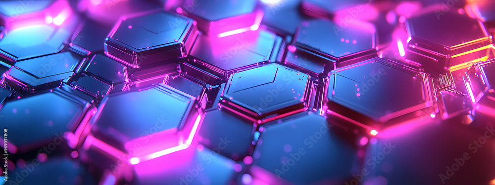 Abstract Neon Hexagonal Network Abstract Neon Hexagonal Network