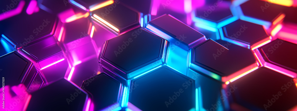 Abstract Neon Hexagonal Network Abstract Neon Hexagonal Network
