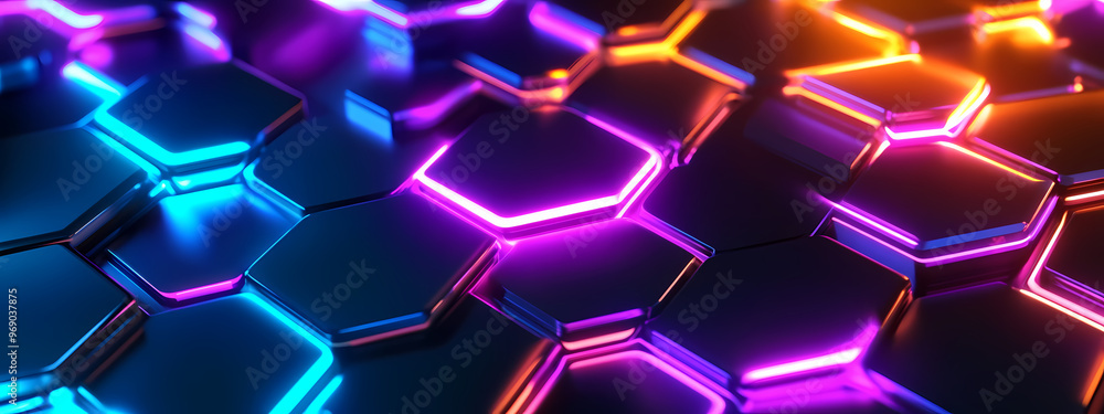 Abstract Neon Hexagonal Network Abstract Neon Hexagonal Network