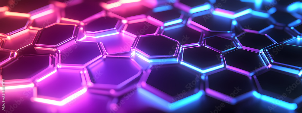 Abstract Neon Hexagonal Network Abstract Neon Hexagonal Network