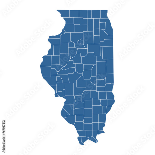 Vector outline map of Illinois divided into counties