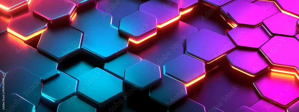 Abstract Neon Hexagonal Network Abstract Neon Hexagonal Network