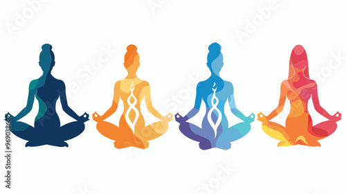 Yoga Icons Set Flat Vector Isolated on White Background