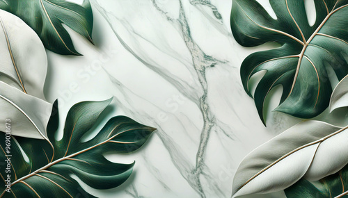 Fototapeta Tło, ilustracja zielone duże liście