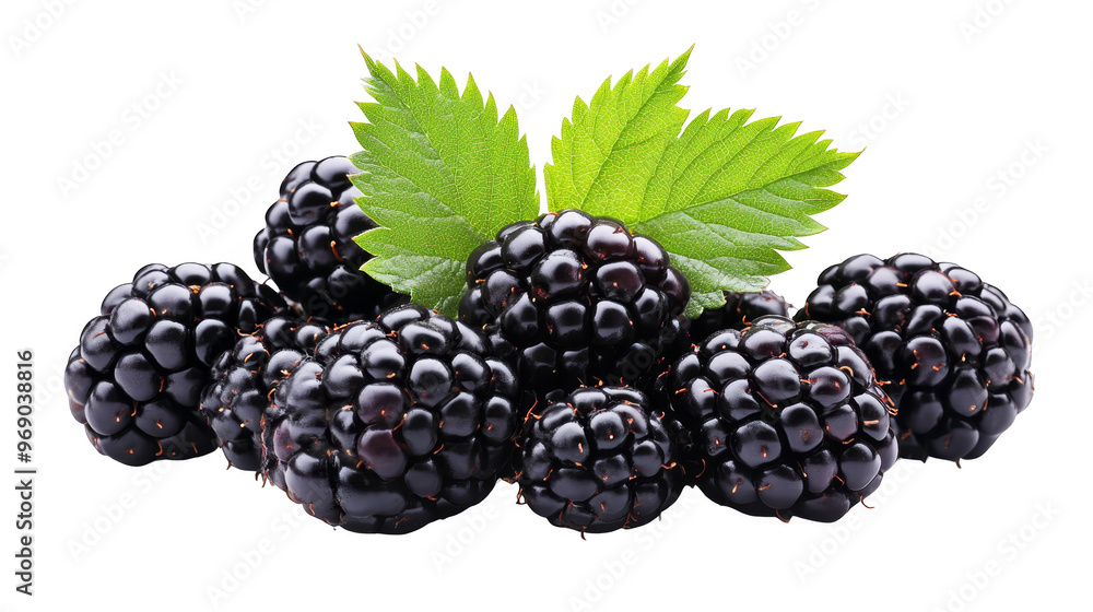 Fresh Blackberries with Green Leaf on Checkered Background Fresh Blackberries with Green Leaf on Checkered Background