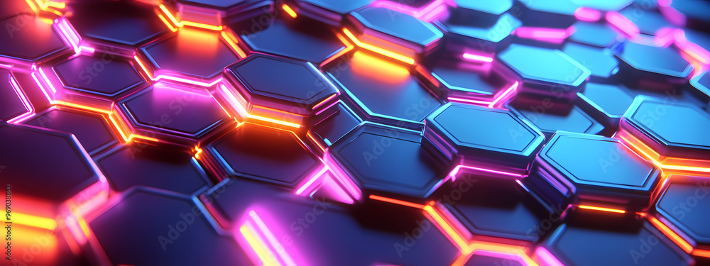 Abstract Neon Hexagonal Network Abstract Neon Hexagonal Network