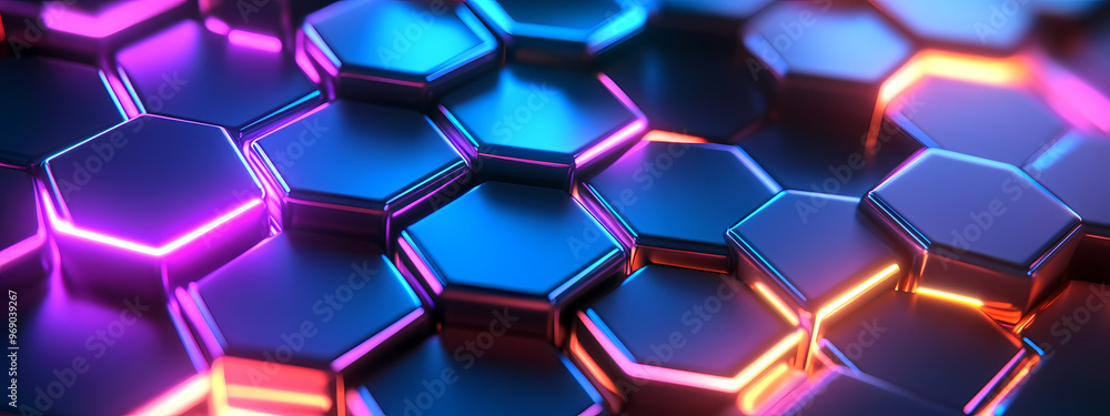 Abstract Neon Hexagonal Network Abstract Neon Hexagonal Network