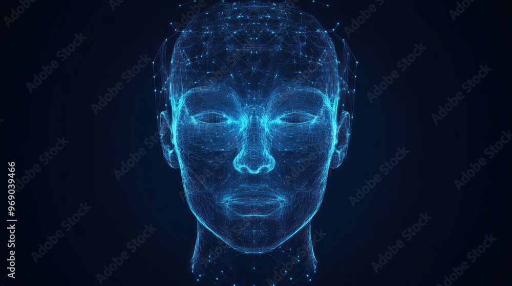 Fototapeta premium Abstract Human Face in Digital Space
