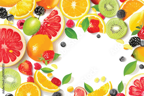 Vibrant Fruit Colors Background Vector with Gradient Mesh for Creative Projects