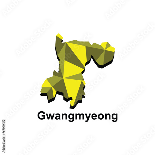 Map City of Gwangmyeong, polygon style geometric colorful design template names Country of South Korea photo