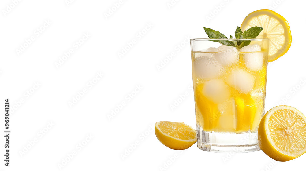 Refreshing Lemonade with Ice and Lemon Slices Refreshing Lemonade with Ice and Lemon Slices