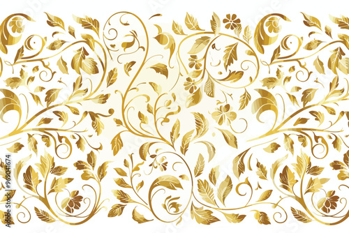 Elegant Gold Floral Pattern Vector Background Clipart