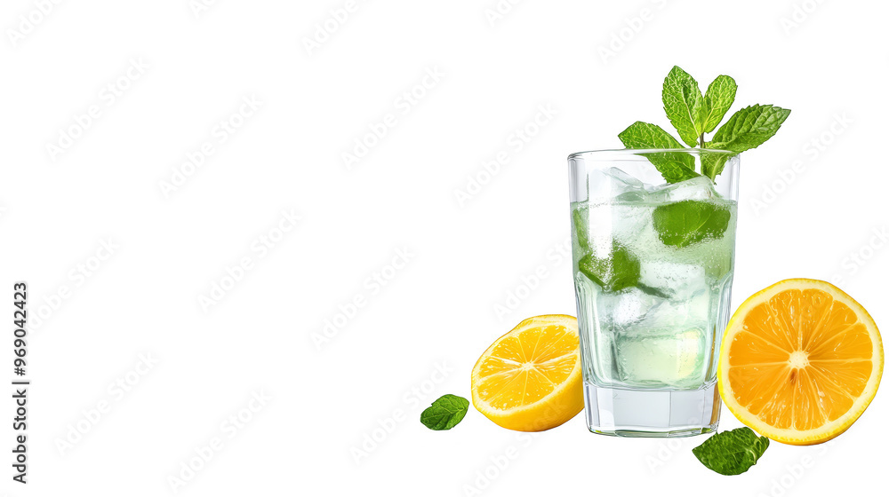 Fototapeta premium Refreshing Lemonade with Lemon and Mint