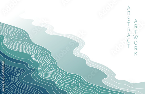 abstract japanese landscape on light background with gradient	