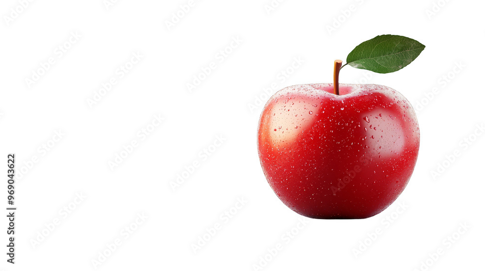 Red Apple with Water Droplets on Checkered Background Red Apple with Water Droplets on Checkered Background